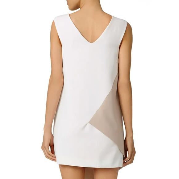 Milly Asymmetrical Color block Shift Dress Neutral Cream Tan - Picture 8 of 11